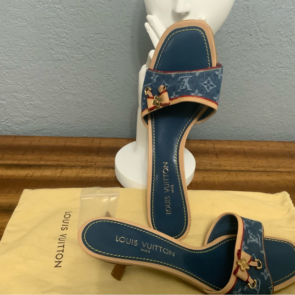 Louis Vuitton Denim Monogram Kitten Heels